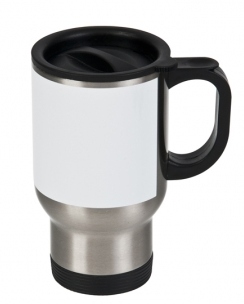 14 oz Stainless Steel Mug with White Patck (ref. TMT010)