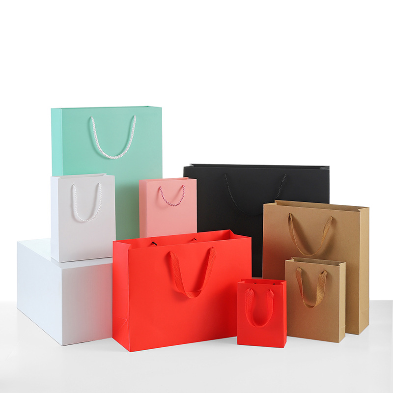 1pc Paper Packaging Bag, Modern Contrast Binding Bow Decor Packaging Bag  For Home